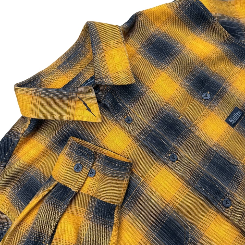 Sullen Flannel Shirt Mens XL Yellow Black Plaid Long Sleeve Button Up SCM4028